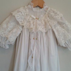 VINTAGE GIRLS CHRISTENING HANDMADE GOWN COTTON, LACE, ROSES